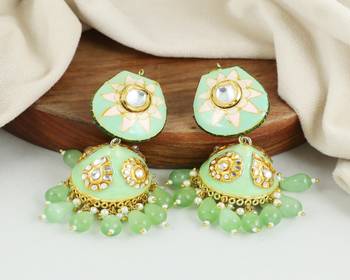 Meena pearl jhumka earrings 2