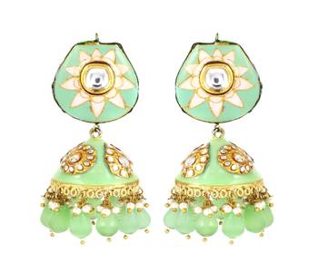 Meena pearl jhumka earrings 3