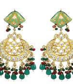 Meena yellow gemstone pearl earrings