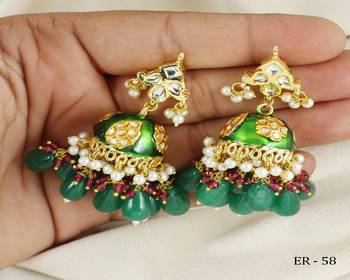 Meena pink sapphire pearl green onyx earrings 1