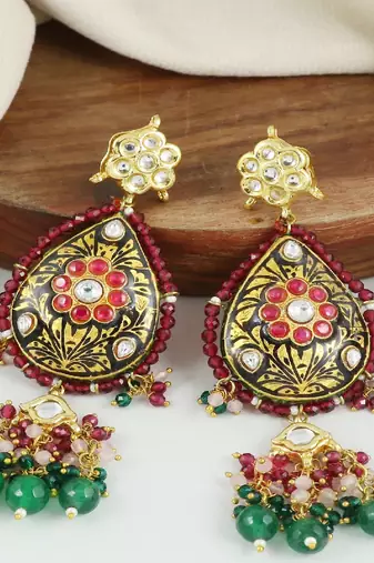 Meena pink sapphire rose quartz earrings