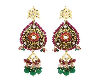 Meena pink sapphire rose quartz earrings 3