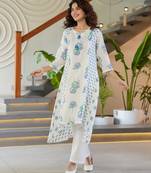 angel dark white printed cotton kurta sets
