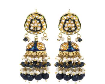 Meena moonstone blue sapphire earrings 3