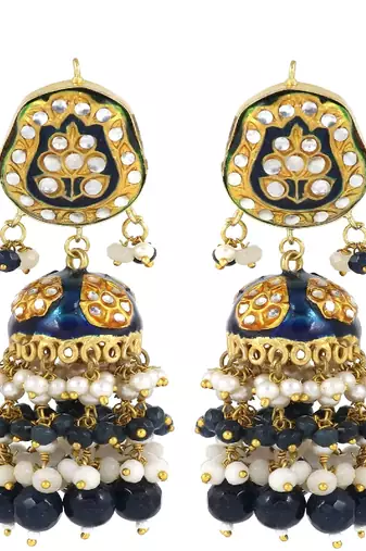 Meena moonstone blue sapphire earrings