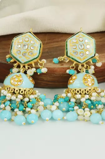 Meena pearl amazonite earrings