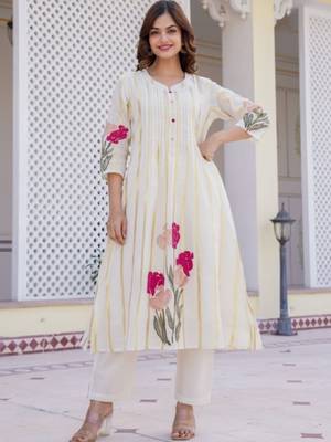 walnut off white printed cotton kurta sets 3