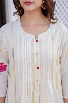 walnut off white printed cotton kurta sets 4