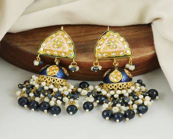 Meena pearl white moonstone earrings 2