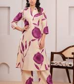 rouge purple printed cotton kurta sets