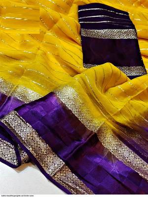 Yellow Zari Weaving Georgette Viscose Saree 2