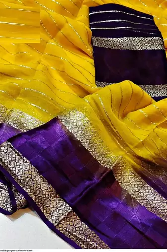 Yellow Zari Weaving Georgette Viscose Saree