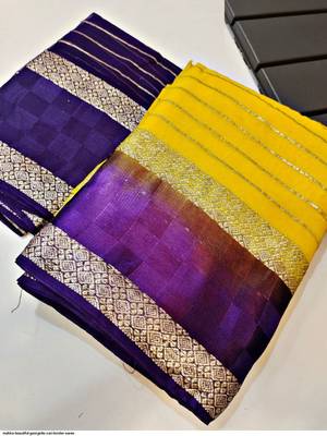 Yellow Zari Weaving Georgette Viscose Saree 3