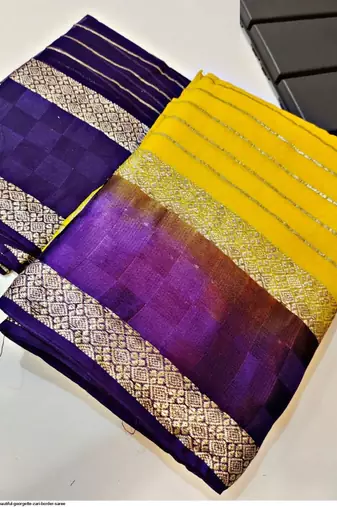 Yellow Zari Weaving Georgette Viscose Saree