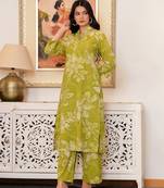 shamrock green printed cotton kurta sets
