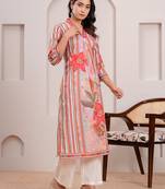 vivid red printed cotton kurta sets