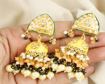 Meena pearl morganite black spinel earrings 2