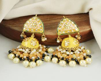 Meena pearl morganite black spinel earrings 1