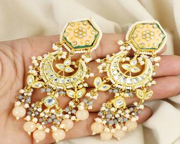 Kundan meena pearl moonstone earrings 1