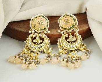 Kundan meena pearl moonstone earrings 2