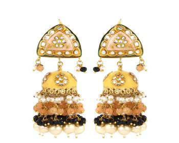 Meena pearl morganite black spinel earrings 3