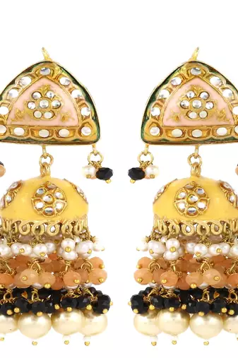 Meena pearl morganite black spinel earrings