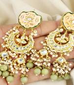 Meena pearl green jade moonstone earrings