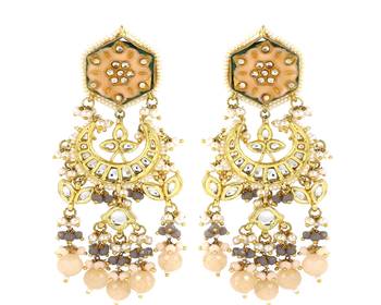 Kundan meena pearl moonstone earrings 3