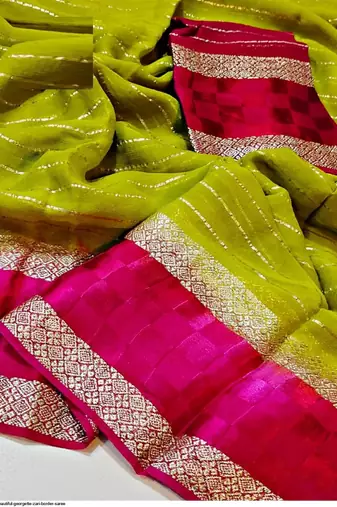 Green Zari Weaving Georgette Viscose Saree