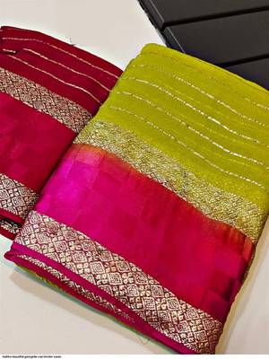 Green Zari Weaving Georgette Viscose Saree 3