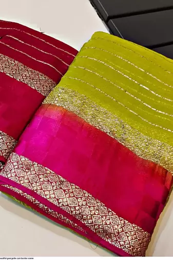 Green Zari Weaving Georgette Viscose Saree