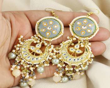 Meena green jade moonstone pearl earrings 2