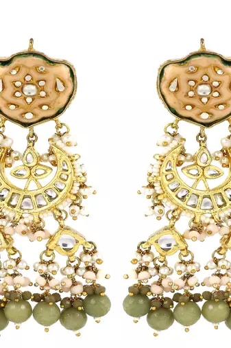 Meena pearl green jade moonstone earrings