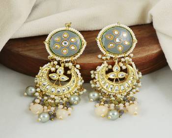 Meena green jade moonstone pearl earrings 1