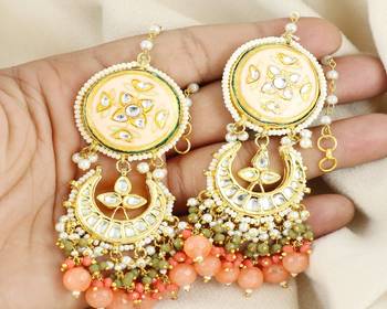 Kundan meena pearl moonstone earrings 2