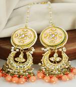Kundan meena pearl moonstone earrings