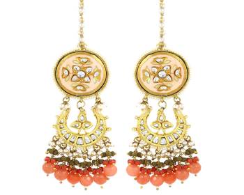 Kundan meena pearl moonstone earrings 3
