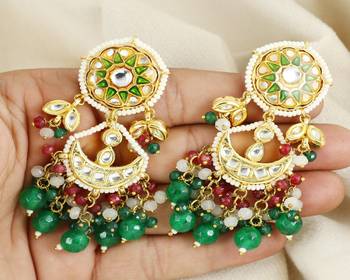 Pink sapphire moonstone meena earrings 1