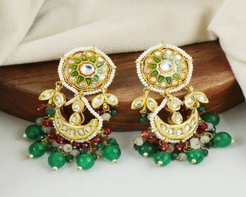 Pink sapphire moonstone meena earrings 2