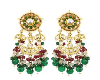 Pink sapphire moonstone meena earrings 3