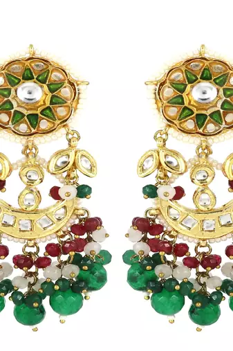 Pink sapphire moonstone meena earrings