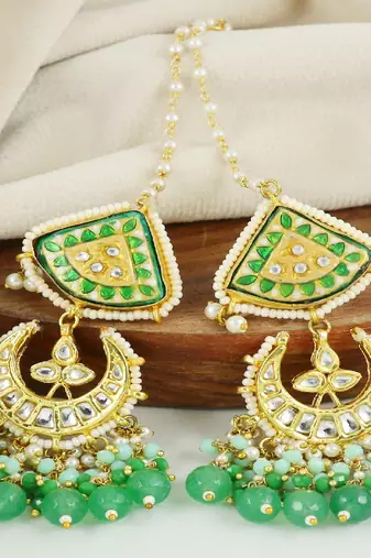 Pearl amazonite green onyx earrings