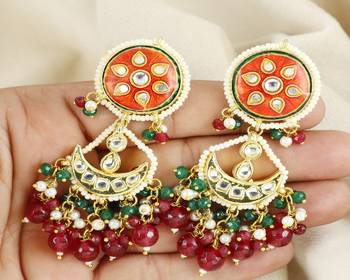Pearl pink sapphire green onyx earrings 2