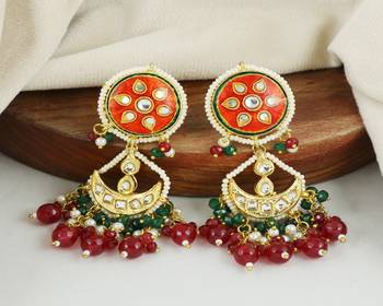 Pearl pink sapphire green onyx earrings 3