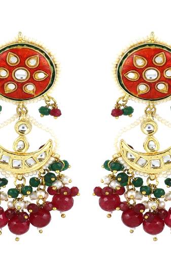 Pearl pink sapphire green onyx earrings