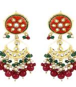 Pearl pink sapphire green onyx earrings