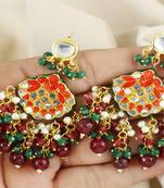 Kundan pearl ruby green onyx earrings