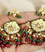 Kundan pearl ruby green onyx earrings