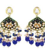Kundan pearl quartz sapphire earrings