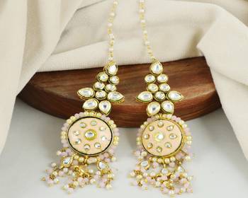 Kundan pearl rose quartz earrings 2